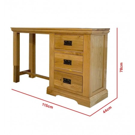 French Oak - 45cm : Bàn Làm Việc Gỗ Sồi 3 Ngăn Kéo 